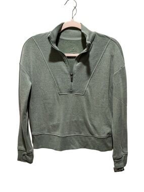 Freely crop green half zip sweater. Size XS